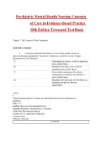 Psychiatric Mental Health Nursing Concepts of Care in Evidence-Based Practice 10th Edition Townsend Test Bank