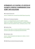 Intermediate Accounting 4Th Edition By&NewLine;Elizabeth Gordon Comprehensive Exam&NewLine;Script With Solutions