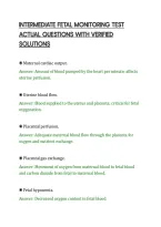 Intermediate Fetal Monitoring Test&NewLine;Actual Questions With Verified&NewLine;Solutions
