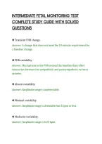Intermediate Fetal Monitoring Test&NewLine;Complete Study Guide With Solved&NewLine;Questions
