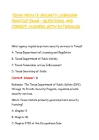 Texas Private Security Licensing &NewLine;Practice Exam &mdash;Questions And &NewLine;Correct Answers With Rationales 