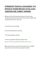 Intermediate Financial Management 14Th&NewLine;Edition By Eugene Brigham Actual Exam&NewLine;Questions And Correct Answers&NewLine;