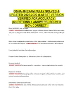 Osha 40 Exam Fully Solved & &NewLine;Updated 2026-2027 &lpar;Latest Version &NewLine;Verified For Accuracy&rpar; &NewLine;&lpar;Questions &plus; Answers&rpar; Solved &NewLine;100&percnt; Correct&excl;&excl; 