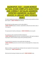 Hazwoper Test 1 Exam Newest &NewLine;Actual Exam Complete Questions &NewLine;And Correct Detailed Answers &NewLine;&lpar;Verified Answers&rpar; &vert;Already &NewLine;Graded A&plus;&vert;&vert;Brand New Version &NewLine;2026&excl;&excl;&excl; 