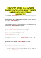  &NewLine;Hazwoper Grade A&plus; Complete &NewLine;Exam Questions And 100&percnt; Verified &NewLine;Answers &lpar;2026&sol;2027&rpar; Pass &NewLine;Guarantee 