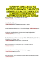 Hazwoper Actual Exam All &NewLine;Questions And Well Elaborated &NewLine;Answers Top Rated Version For &NewLine;Already A&plus; Graded Highly &NewLine;Recommended &vert;New And Revised 
