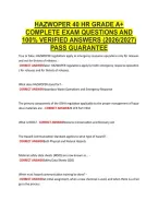 Hazwoper 40 Hr Grade A&plus; &NewLine;Complete Exam Questions And &NewLine;100&percnt; Verified Answers &lpar;2026&sol;2027&rpar; &NewLine;Pass Guarantee 