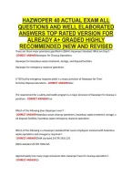 Hazwoper 40 Actual Exam All &NewLine;Questions And Well Elaborated &NewLine;Answers Top Rated Version For &NewLine;Already A&plus; Graded Highly &NewLine;Recommended &vert;New And Revised &NewLine;