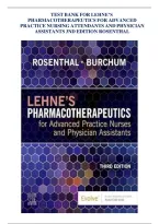 Test Bank For Lehne&rsquo;s Pharmacotherapeutics For Advanced Practice Nursing Attendants And Physician Assistants 3Nd Edition Rosenthal&NewLine;