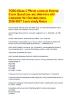 TCEQ Class D Water operator license Exam Questions and Answers with  Complete Verified Solutions 2026-2027 Exam study Guide 