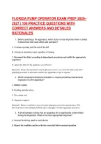 Florida Pump Operator Exam Prep 2026&ndash;&NewLine;2027 &vert; 100 Practice Questions With &NewLine;Correct Answers And Detailed &NewLine;Rationales