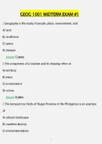 GEOG 1001 Midterm Exam 1 Questions and Answers &lpar;PDF&rpar; &vert; Introduction to Geography Study Guide