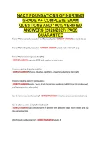 Nace Foundations Of Nursing &NewLine;Grade A&plus; Complete Exam &NewLine;Questions And 100&percnt; Verified &NewLine;Answers &lpar;2026&sol;2027&rpar; Pass &NewLine;Guarantee 
