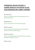 Intermediate Microeconomics A&NewLine;Modern Approach 10Th Edition Actual&NewLine;Exam Questions And Correct Answers