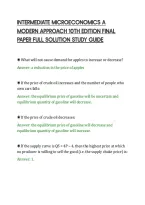 Intermediate Microeconomics A&NewLine;Modern Approach 10Th Edition Final&NewLine;Paper Full Solution Study Guide