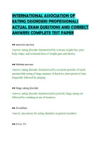 International Association Of&NewLine;Eating Disorders Professionals&NewLine;Actual Exam Questions And Correct&NewLine;Answers Complete Test Paper
