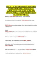 Nace 1 Foundations Of Nursing &NewLine;Lpn-Rn Nln Part 3 Grade A&plus; &NewLine;Complete Exam Questions And &NewLine;100&percnt; Verified Answers &lpar;2026&sol;2027&rpar; &NewLine;Pass Guarantee 