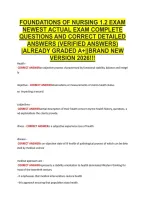 Foundations Of Nursing 1&period;2 Exam &NewLine;Newest Actual Exam Complete &NewLine;Questions And Correct Detailed &NewLine;Answers &lpar;Verified Answers&rpar; &NewLine;&vert;Already Graded A&plus;&vert;&vert;Brand New &NewLine;Version 2026&excl;&excl;&excl; 