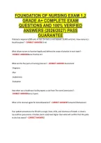 Foundation Of Nursing Exam 1&comma;2 &NewLine;Grade A&plus; Complete Exam &NewLine;Questions And 100&percnt; Verified &NewLine;Answers &lpar;2026&sol;2027&rpar; Pass &NewLine;Guarantee 