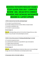 Nursing Pathophysiology Exam 1 Study Guide 2026-2027 Complete Review 300&plus; Mcqs With Correct Answers And Detailed Rationales Graded A&plus; Latest Update&period;pdf&NewLine;&NewLine;