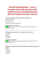 Nursing Pathophysiology &mdash; Exam 3 Complete Study Guide Questions With Verified Answers & Detailed Rationales 2026&sol;2027 Update&vert; Brand New Version&excl;&excl;
