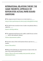 International Relations Theory The&NewLine;Game Theoretic Approach 1St&NewLine;Edition Kydd Actual Paper Solved&NewLine;Questions