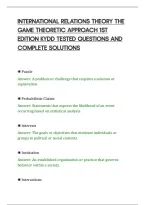 International Relations Theory The&NewLine;Game Theoretic Approach 1St&NewLine;Edition Kydd Tested Questions And&NewLine;Complete Solutions