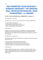 Cna Prometric Exam 2026&sol;2027 &vert; Nursing Assistant &vert; 100 Verified Q&A &vert; Detailed Rationales &vert; Pass Guaranteed &ndash; A&plus; Graded