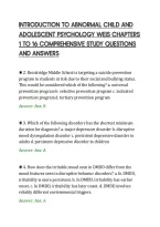 Introduction To Abnormal Child And&NewLine;Adolescent Psychology Weis Chapters&NewLine;1 To 16 Comprehensive Study Questions&NewLine;And Answers&NewLine;