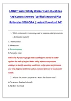 LADWP Water Utility Worker Exam Questions &NewLine;And Correct Answers &lpar;Verified Answers&rpar; Plus &NewLine;Rationales 2026 Q&A &vert; Instant Download Pdf 