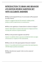 Introduction To Brain And Behavior&NewLine;6Th Edition Review Question Set&NewLine;With Accurate Answers