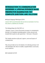 Introduction To Communication&NewLine;Disorders A Lifespan Evidence Based&NewLine;Perspective Exam Script&NewLine;Comprehensive Study Guide