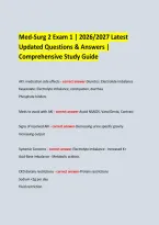 Med-Surg 2 Exam 1 &vert; 2026&sol;2027 Latest &NewLine;Updated Questions & Answers &vert; Comprehensive Study Guide &NewLine;