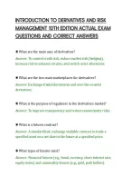 Introduction To Derivatives And Risk&NewLine;Management 10Th Edition Actual Exam&NewLine;Questions And Correct Answers