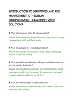 Introduction To Derivatives And Risk&NewLine;Management 10Th Edition&NewLine;Comprehensive Exam Script With&NewLine;Solutions