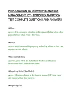 Introduction To Derivatives And Risk&NewLine;Management 10Th Edition Examination&NewLine;Test Complete Questions And Answers