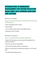 Introduction To Emergency&NewLine;Management For Higher Education&NewLine;Updated Exam Questions And&NewLine;Correct Answers