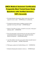 AMCA Medical Assistant Certification &NewLine;Frequently Most Tested Exam Study &NewLine;Questions with Verified Answers &vert; &NewLine;100&percnt; Accurate 