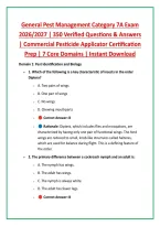 General Pest Management Category 7A Exam &NewLine;2026&sol;2027 &vert; 350 Verified Questions & Answers &NewLine;&vert; Commercial Pesticide Applicator Certification &NewLine;Prep &vert; 7 Core Domains &vert; Instant Download 