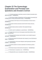 Chapter 23 The Gynecologic Examination and Prenatal Care Questions and Answers Correct&NewLine;&NewLine;