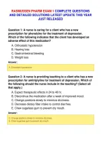 Rasmussen Pharm Exam 1 Complete Questions&NewLine;And Detailed Solutions Latest Update This Year&NewLine;Just Released