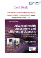Test Bank For Advanced Health Assessment and Differential Diagnosis&colon; Essentials for Clinical Practice 1st Edition by Suzanne Smeltzer ISBN 978-0826162496