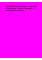 Legal and Ethical Aspects of Nursing &ndash; Study Guide&comma; Practice Questions & Exam Review 2026&sol;2027
