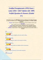 Certified Paraoptometric &lpar;CPO&rpar; Exam &vert; Latest 2026 &sol; 2027 Update with 100&percnt; Verified Questions & Answers &lpar;Graded A&plus;&rpar;&NewLine;