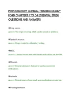 Introductory Clinical Pharmacology&NewLine;Ford Chapters 1 To 54 Essential Study&NewLine;Questions And Answers