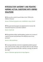 Introductory Maternity And Pediatric&NewLine;Nursing Actual Questions With Verified&NewLine;Solutions