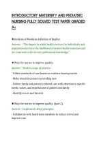 Introductory Maternity And Pediatric&NewLine;Nursing Fully Solved Test Paper Graded&NewLine;A&plus;&NewLine;