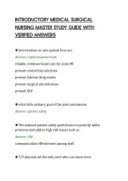 Introductory Medical Surgical&NewLine;Nursing Master Study Guide With&NewLine;Verified Answers