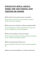 Introductory Medical Surgical&NewLine;Nursing Timby Smith Essential Study&NewLine;Questions And Answers