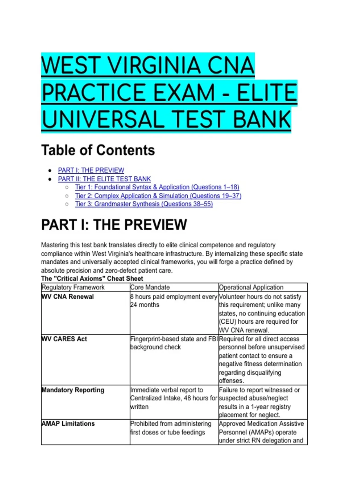 2026/2027 West Virginia CNA Practice Exam & Study Guide | Elite OHFLAC ...